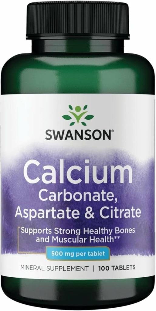 Swanson Calcium (Karbonate Aspartate & Citrate) 500 Juta 100 Tab