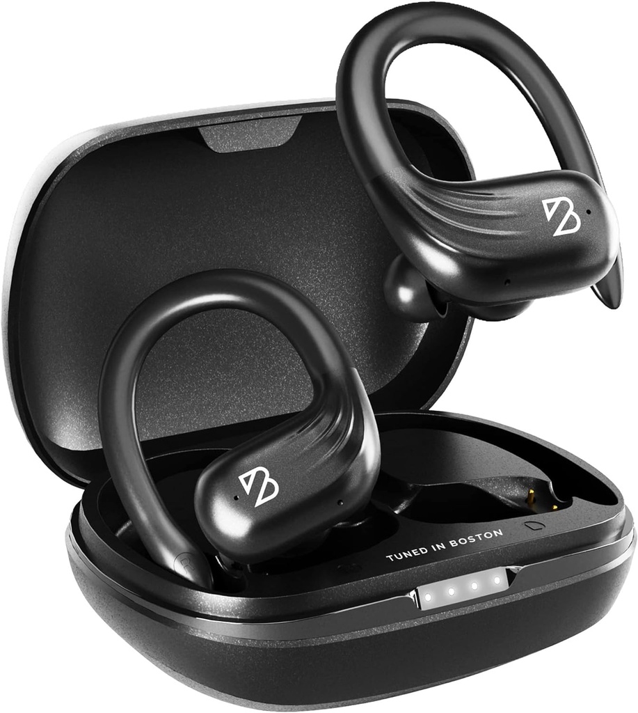Back Bay Audio Runner 60 Wireless Running Earbuds, 80 Hour Long Battery Over The Ear with EarHooks, Wrap Around Earphones Bluetooth Earbuds with microphone, Earphone in Ear Headphone