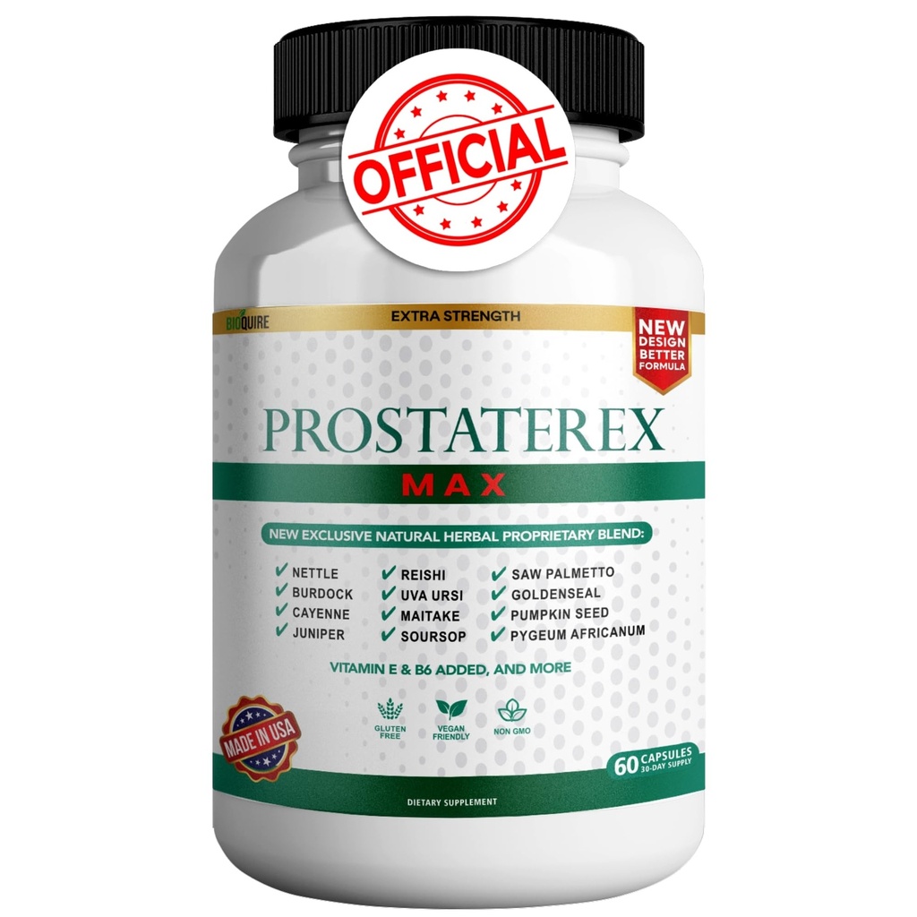 ProstateRex Max Extra Power Prostate Health Supplement, Saw Palmetto, Vegan, Non-GMO, Gluten- Free - 60 Capsules (1)