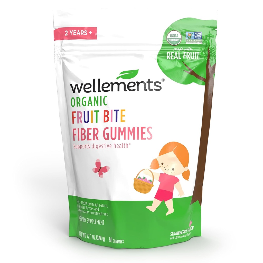 Wellients Organic Fruit Bite Gummies As Serving 124; Yummy Strawberry Flavor 124; Ages 2 +