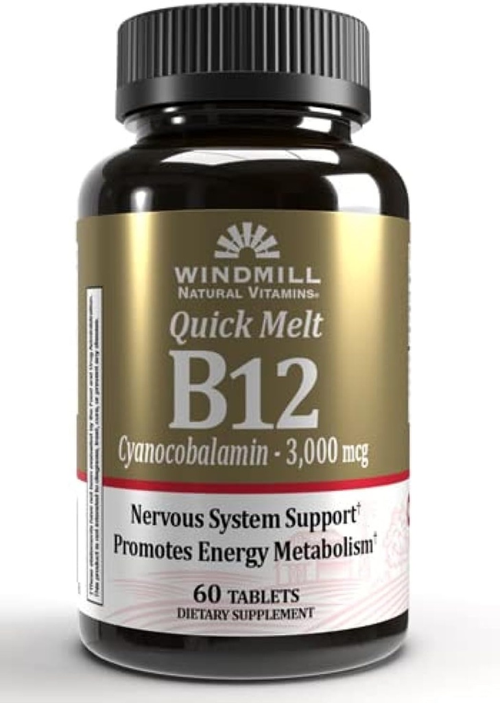 Windmill B-12 3000 mcg Quick Melt Tablet 60 Masing-masing (Paket 2)