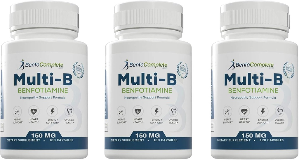 Benfotiamine Multi- B Neuropati Dukungan Formula 150mg 120 Gantatin Capsules per Botol - pak 3 Botol