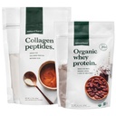 Natural Force Clean, Grass Fed Collagen Peptides + Chocolate Organic Whoin Bundle - Organic, Non GMO Whey Protein & Hydrolyzed Tipe I dan III Collagen - 15.2 Ounce Bag dan 11.7 Ounce Bag