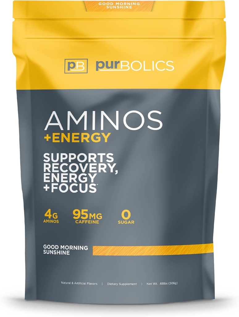 Pembeli Aminos + Energy 124; Mendukung Pemulihan, Energi & Fokus 124; 95mg Caffeine, 0 Sugar & 60 Pelayan (Good Morning Sunshine)