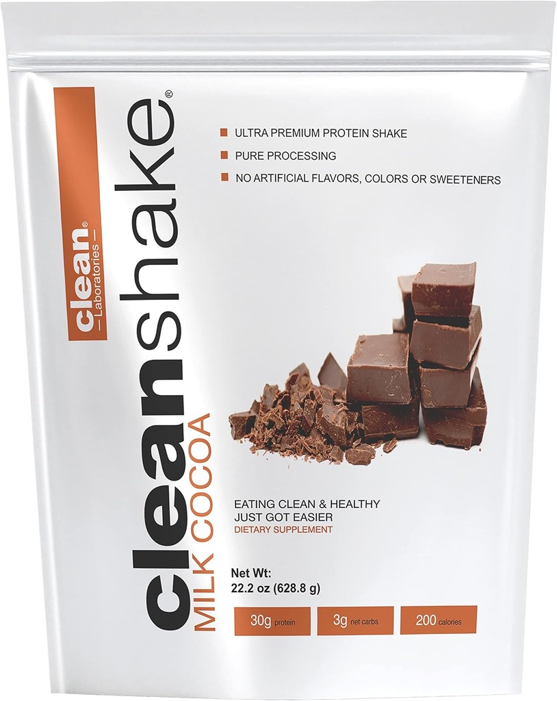 CleanShake Ultra- Premium Protein Shake. Clean Protein Powder Shake dengan 21 Organic Ingrediens, 23 Vitamin and Mineces, Non-GMO dan RGBH- Free Grass Fed Whey Protein. Protein Berbentuk Bersertifikat.
