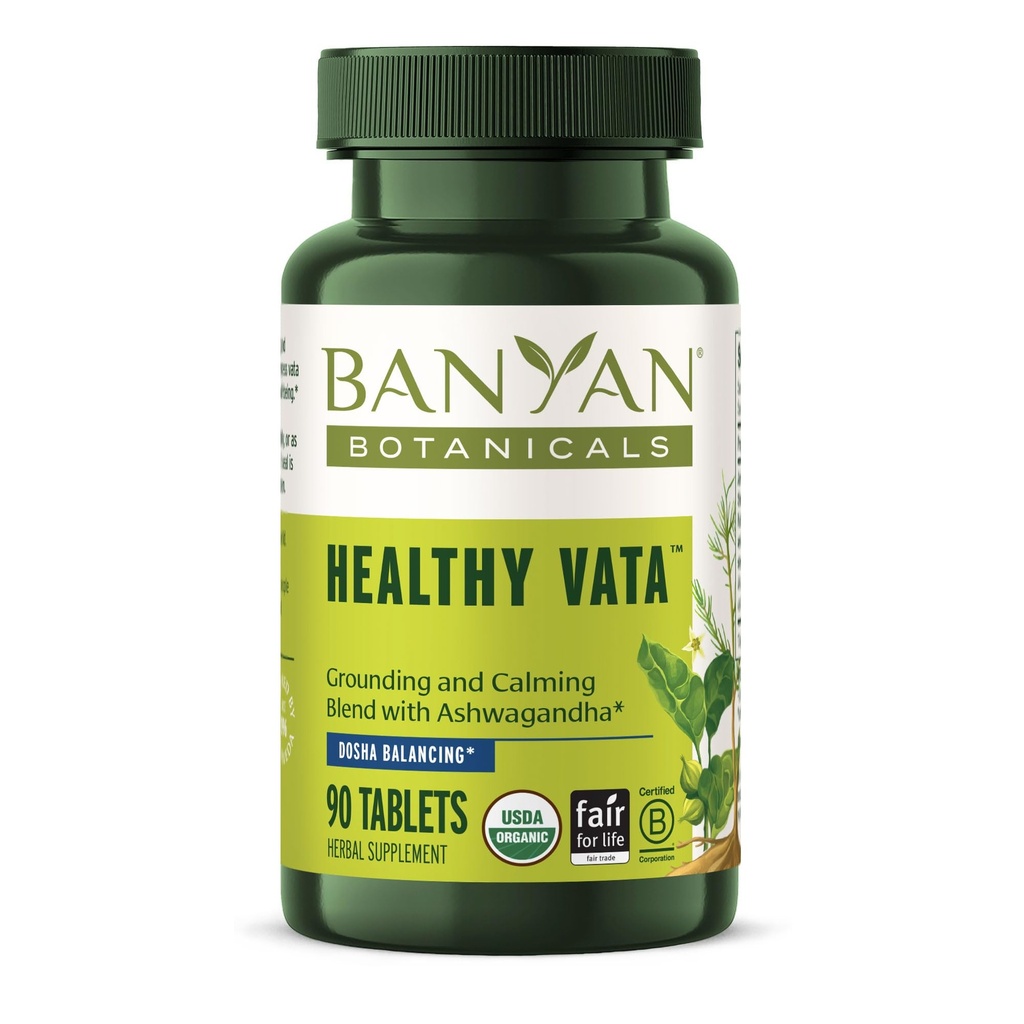 Banyan Botanicals Heally Vata - Organic Herbal Supplemen dengan Ashwagandha, Shatavari & Lainnya Ayurvedic Herbs untuk Tenang dan Balanced Well- Menjadi * - 90 Tablet-Non-GMO Disediakan Vegan