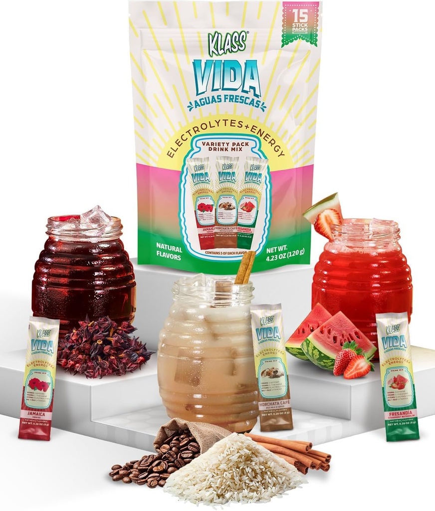 Hidration + Energy Electrolite Drink Mix - Variety Pack with Hibiscus, Coffee Horchata & Strawberry Watermelon, Sugar- Free with Caffeine, L- Theanine, Coconut Water & Minironation