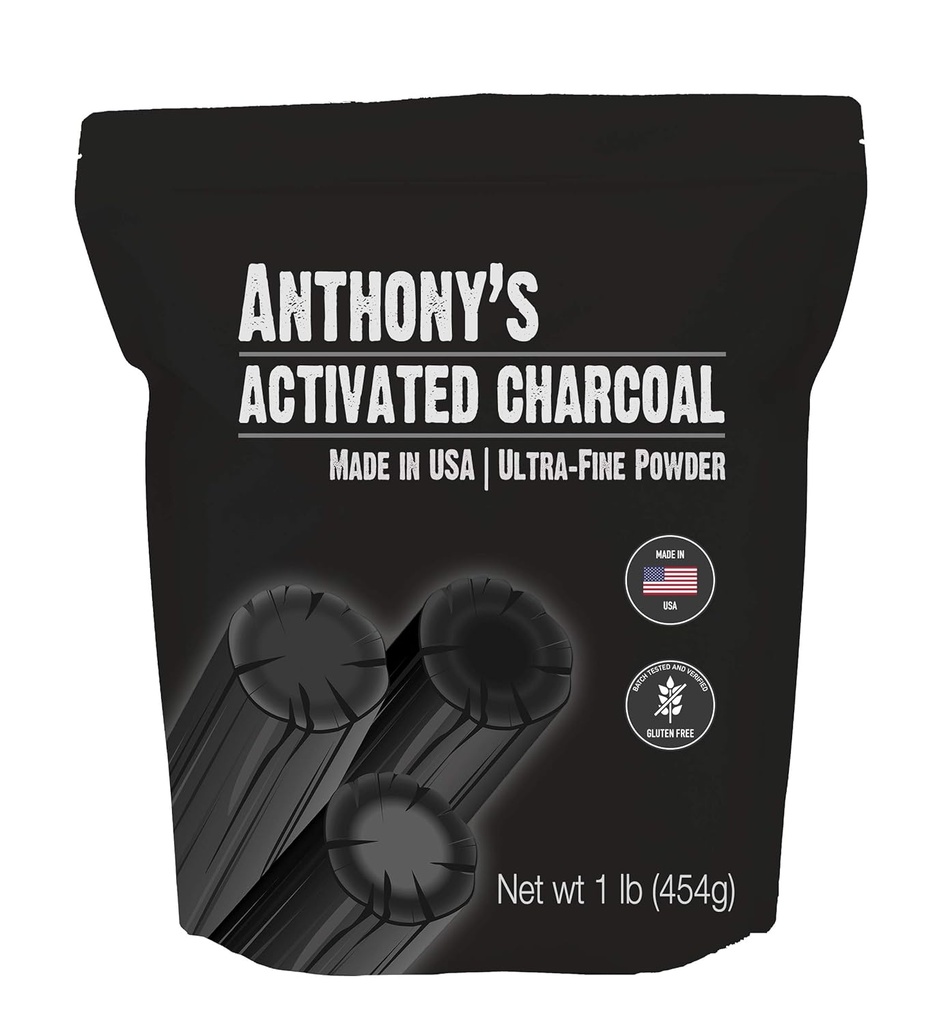 Anthony 's Activated Arang, 1 lb, Made in USA, Ultra Fine, Gluten Free & Food Grade
