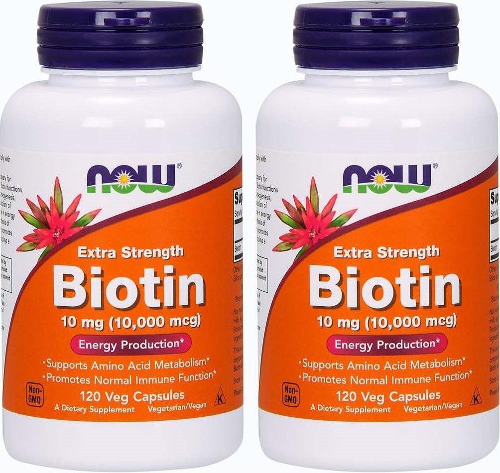 Sekarang Makanan Biotin 10 mg Kekuatan Ekstra 120 Vcaps, Paket 2