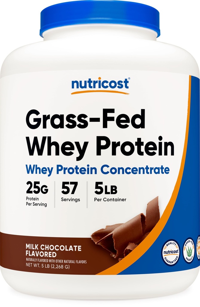 Nutricost Grass- Fed Whey Protein Konsentrat (Chocolate) 5LBS - Undenatured, Non-GMO, Natural Flavors...