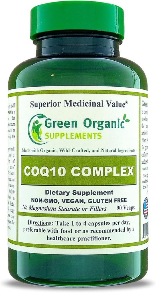 Suplemen Organik Hijau Coq 10 Kompleks, Ubiquinone, 90 VCaps, Tinggi Absorbable, Non-GMO, Gluten- Free (Single)