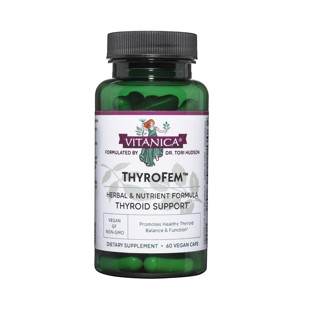 Vitanica ThyroFem, Thyroid Gland Dukung, Vegan, 60 Kapsul