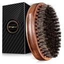BFWood Boar Bristle Beard Brush - Black Wood Walnut Militer Gaya, Kumis Pria Brush