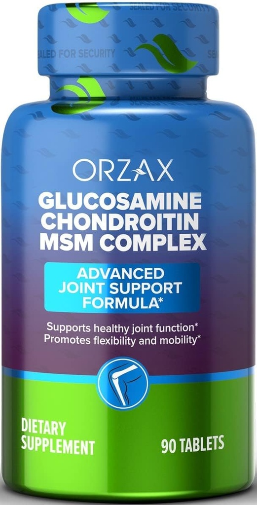 ORZAX All-in-one Dukungan Bersama dengan Glucosamin Chondroitin MSM - Turmeric, Collagen, Bromelain & Boswellia Ekstrak Capsules, Fungsi & Comfort - 90 Tablet