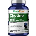 NusaPure Chooline Bitartwork 1000 mg 200 Veggie Capsules (Vegan Vegetarian, Non- GMO)