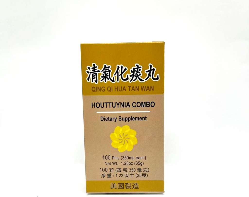Houttuynia Combo - Qing Qi Hua Wan Herbal Supplemen Membantu Kesehatan Respiratory 350mg 100 Pil dibuat di AS