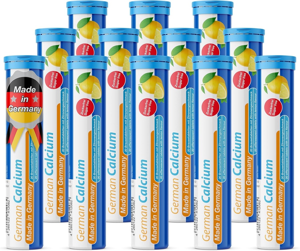 T & D Kalsium Jerman 500 mg - 240 Vegan Drink Effervescent Tablets - Lemon Lime Flavor - dibuat di Jerman