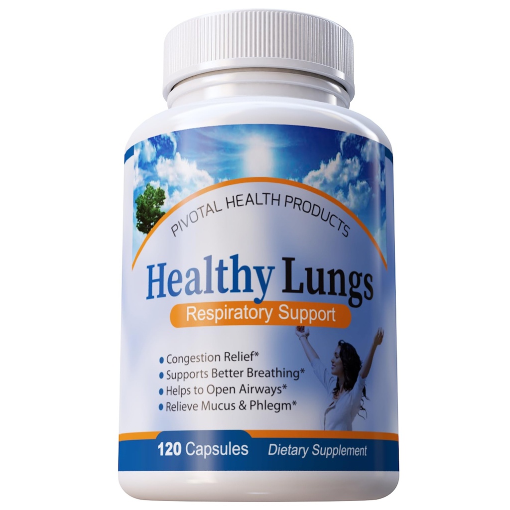 Makan siang yang sehat 120 Capsules - Impreve Lung Fungsi, Bernafas Lebih baik, Hentikan Mucus, Phlegma dan Allergies Cepat. Dapatkan Bantuan Cepat dengan Paru Sehat Suplemen Kesehatan Semua Lung Natural