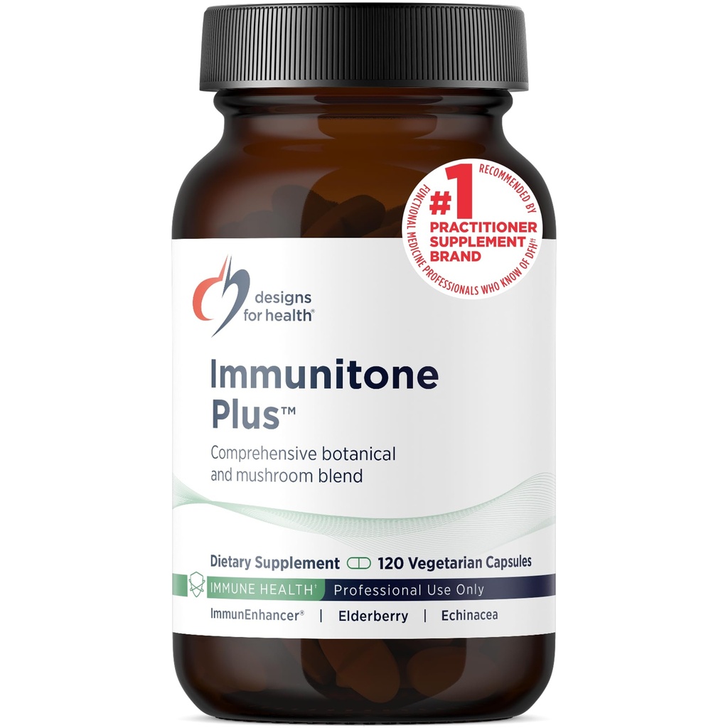 Desain untuk Dukungan Imuniune Kesehatan Herbal dengan Mushroom, Echinacea, Green Tea, Astralus + Elderberry - Immunitone Plus Pills - Suplemen Non- GMO (120 Capsules)