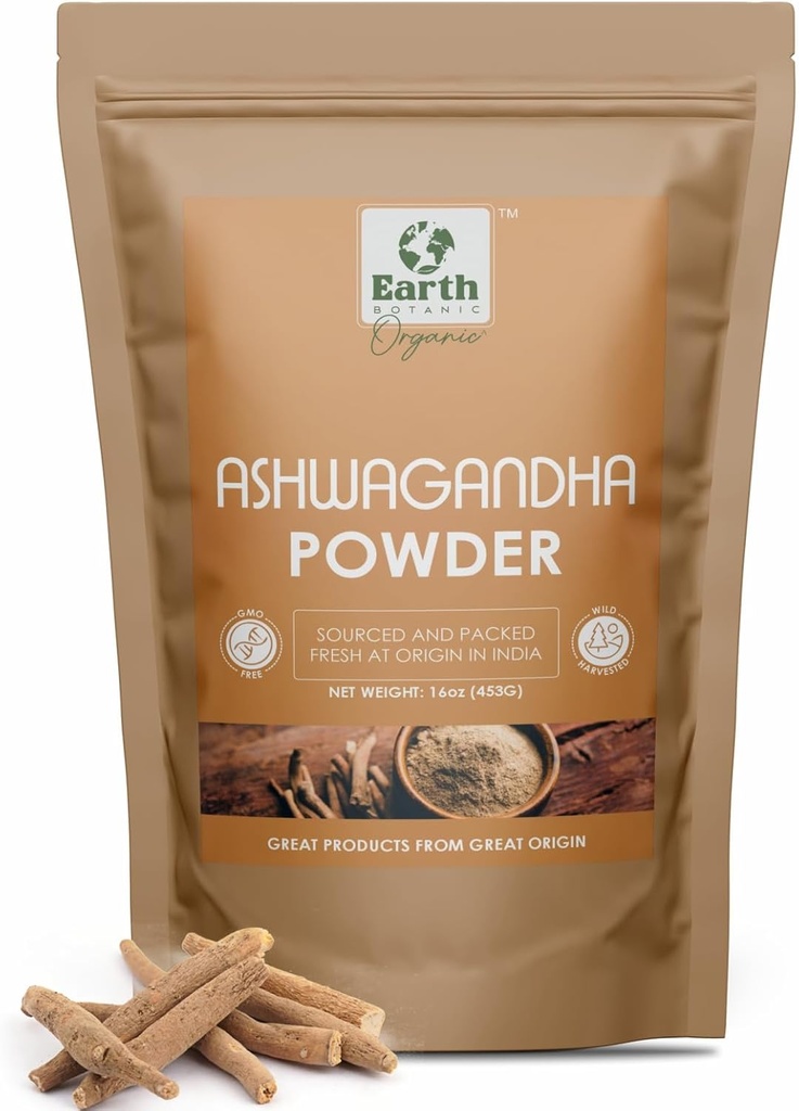 Ashwagandha Root Powder 453g (16 oz) - Non GMO & Gluten Free - Without Somnifera Sourder from India (Pack of 1)