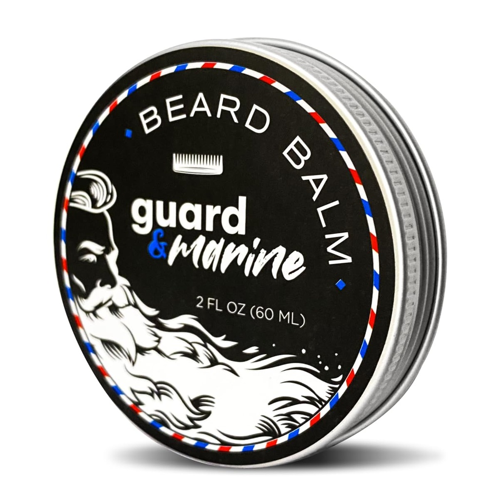 GUARD & MARINE Beard Growth Balm - 2 oz. Effective Natural Formula Dengan Biotin for Beard & Multache Care, Hidration and Styling, Leave- in Beard Conditioner & Unscented Moisturizer for Men