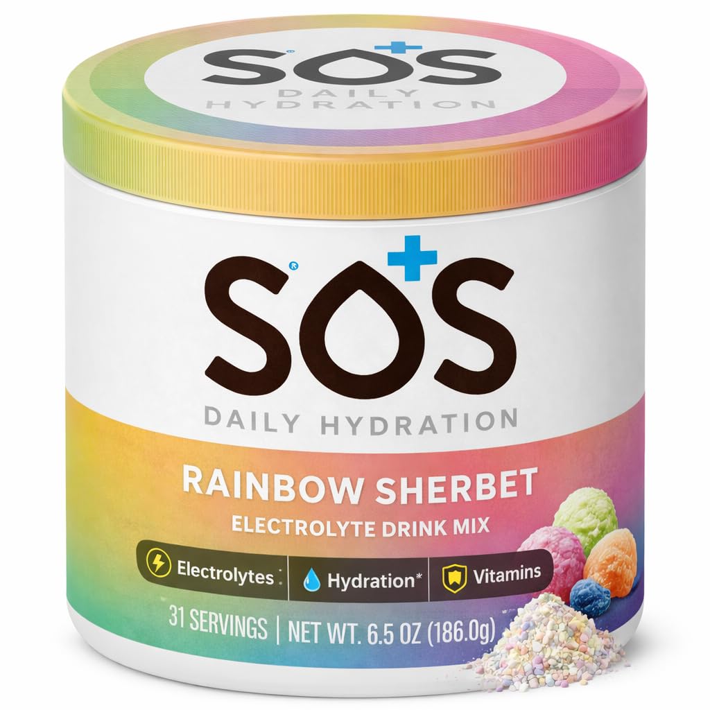 SoS Hydration Electrolite Powder Drink Mix 124; 31 Serviliun Sugar 124; 15 Calorie 124; Keto- Friendly & Rapid Rehydration