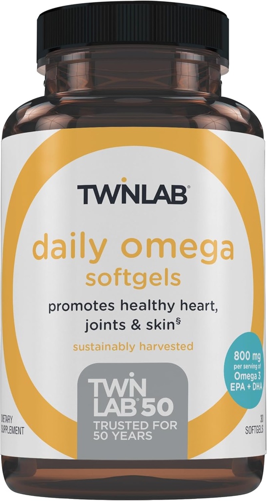 Twinlab Daily Omega Softgels - Suftgels Kesehatan Gabungan dan Suftgel- 800 mg, 30 Softgels