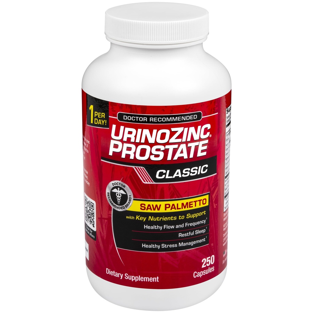Urinozinc Classic Prostate Supplement for Men, 1 Capsule per Day, Saw Palmetto & B Vitamin (Lebih dari 8 Bulan Supply, 250 Count)
