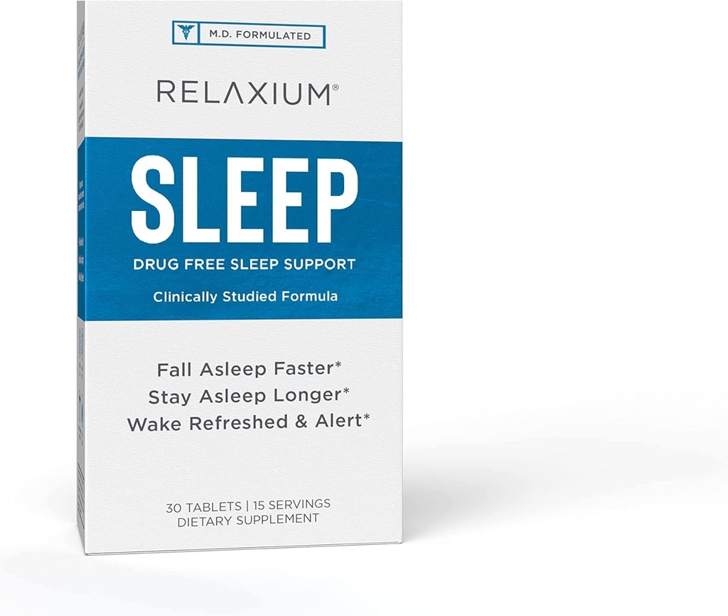 Relaxium Sleep Aid, 15 Servis, Non- Habit Forming, Dietary Suplemen untuk Better Sleep, Drug-Free, Stress Relief, dengan Magnesium, Melonin, GABA, Chamomile, Dibuat di USA (30 Tablet)