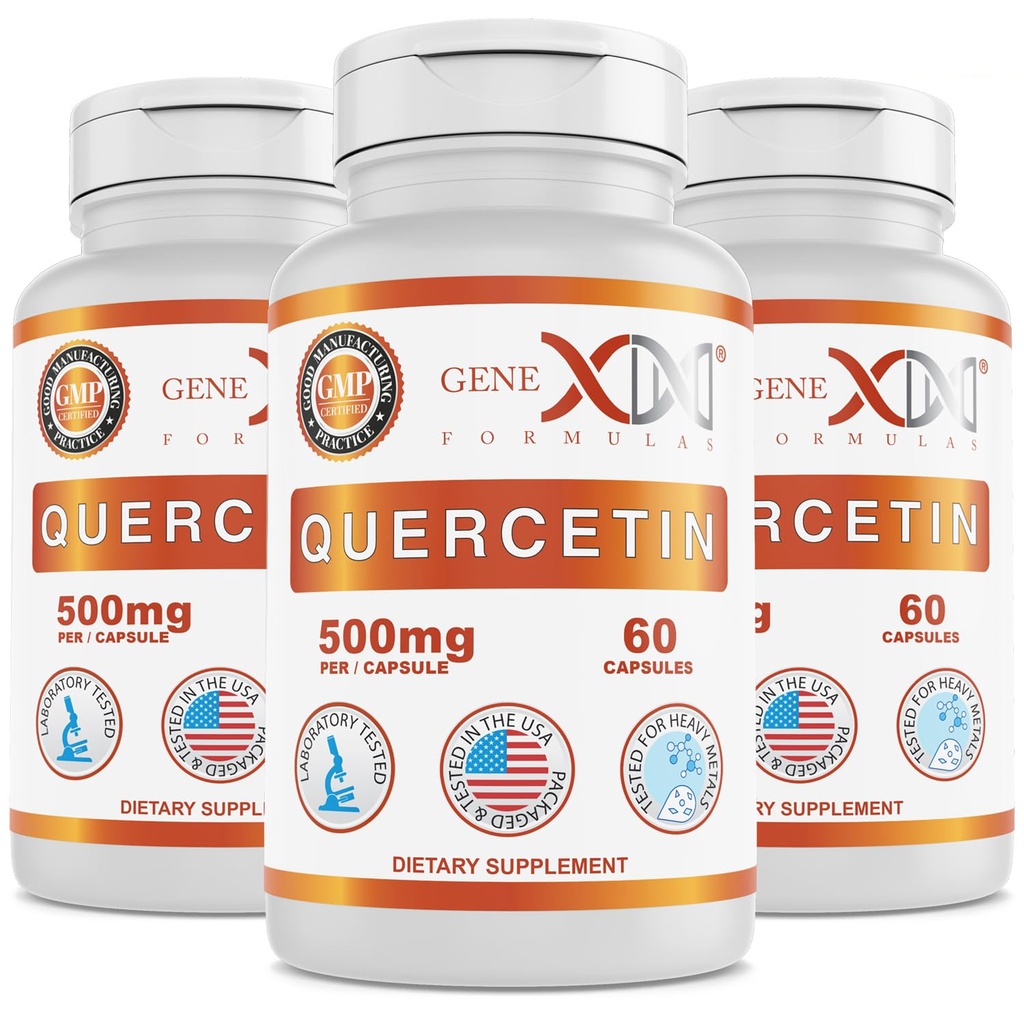 Genex Formulas Quercetin 500mg (60 Capsules) Non-GMO, Gluten- Free (3 Pack)