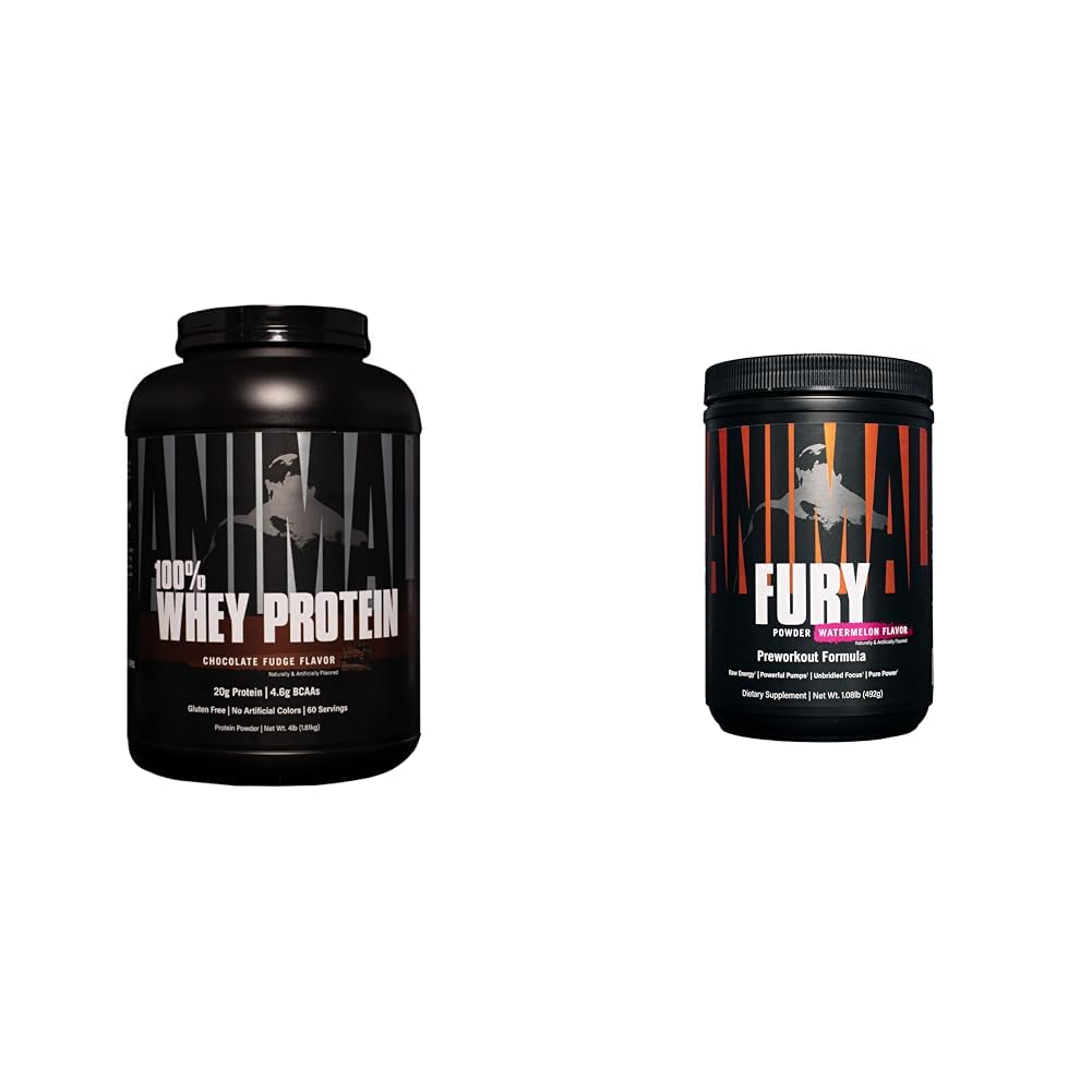 Hewan 100% Powder Whey Protein - Whee BCAA untuk Pre- atau Post- Workout, Recovery & Fury Pre Workout Suplemen untuk Energi dan Fokus 5g BCAA 350mg Caffeine Oxide