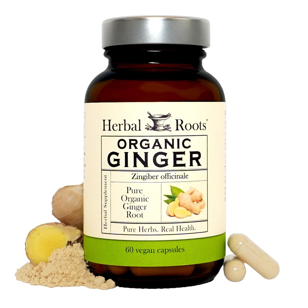 Herbal Roots Ginger Supplement £124; Organic Ginger Root Capsules 12.200 mg of Pure Ginger Powder per Serving 124; 60 Vegan Capsules