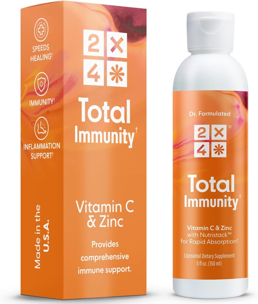 2X4 Elderberry dengan Zinc dan Vitamin C untuk Dewasa - Liquid Daily Ammune Dukungan - Lipomal Imunity Suplemen Vitamin, Non-GMO, Gula Bebas, 30 Hamba, 5 fl oz
