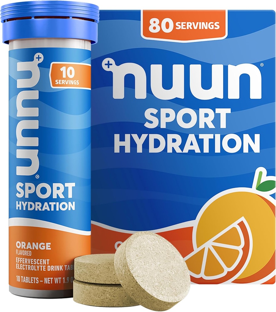 Nuun Sport Electrolite Tablet dengan Magnesium, Kalsium, Potasium, Chloride & Sodium, Gluten Free & Vegan, 8 Pack (80 Servis Total)