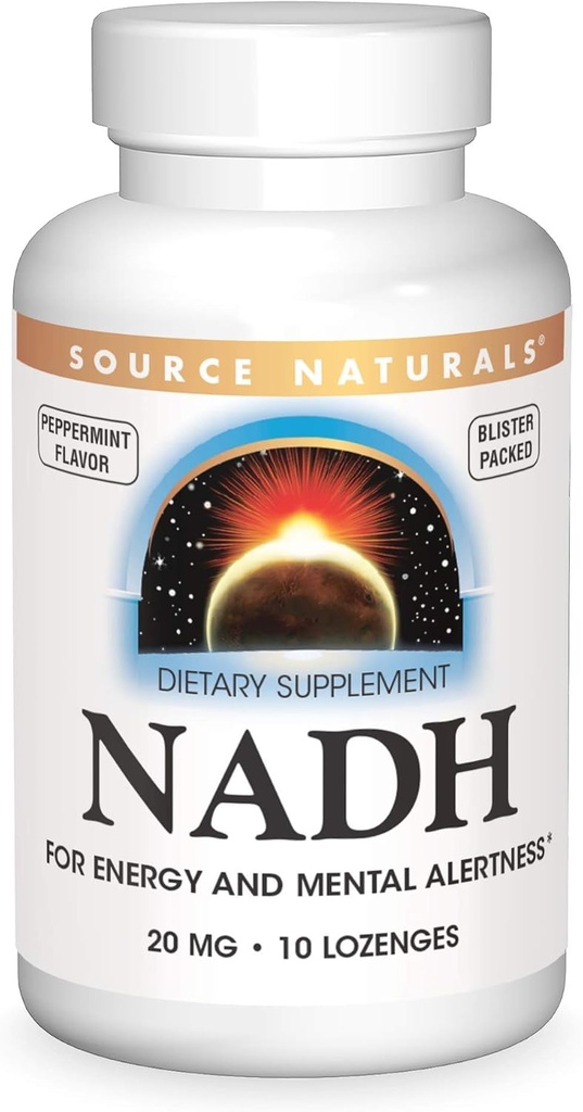 Sumber NADH 20mg, Energi Boost dan keselarasan mental *, 10 Lozenges