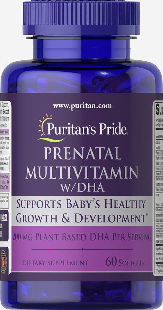 Prenatal Multivitamin dengan DHA, Mendukung Pertumbuhan dan Pengembangan Bayi * *, 60 Softgels, oleh Puritan 's Pride ®