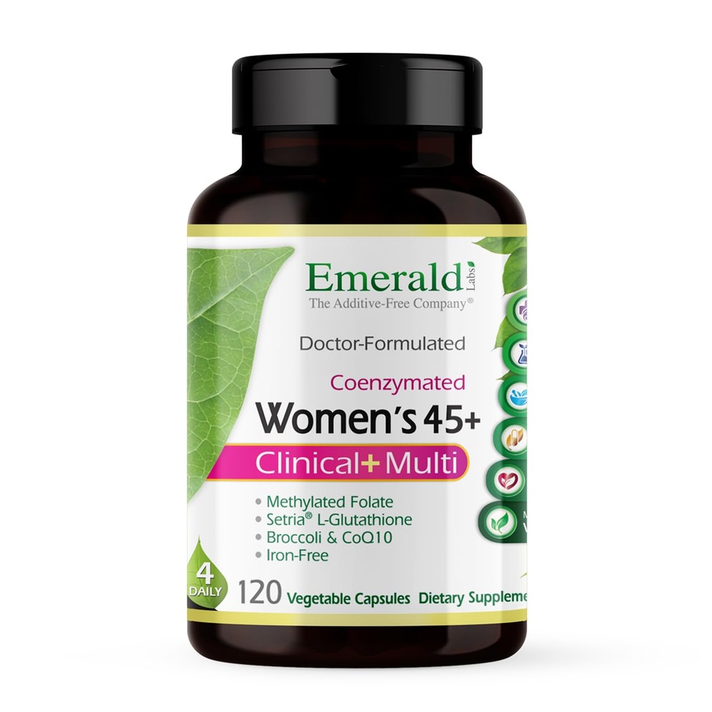 Emerald Labs Women 's 45 + Clinical Multi - Multivitamin for Comprehensive Dukung, Bone & Heart Health * - Dirancang untuk Women 45 + - Gluten- Free & Vegetarian - 120 Vegetable Capsules (30- Day Suppply)