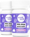 Wink Well Kids Chewable Melts- Kids Sleep Aid Chews with Meltonalin 1mg- Quick Deep Toddler Aid, Drug-Free, Non-Habit- Forming Dissolve Tablets- 30 Melts (Paket 2)