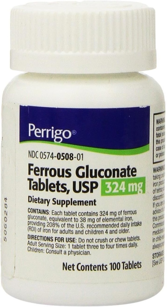 Ferrous GLUCONATE 324MG PADD 100TB Paddock Laboratorium INC