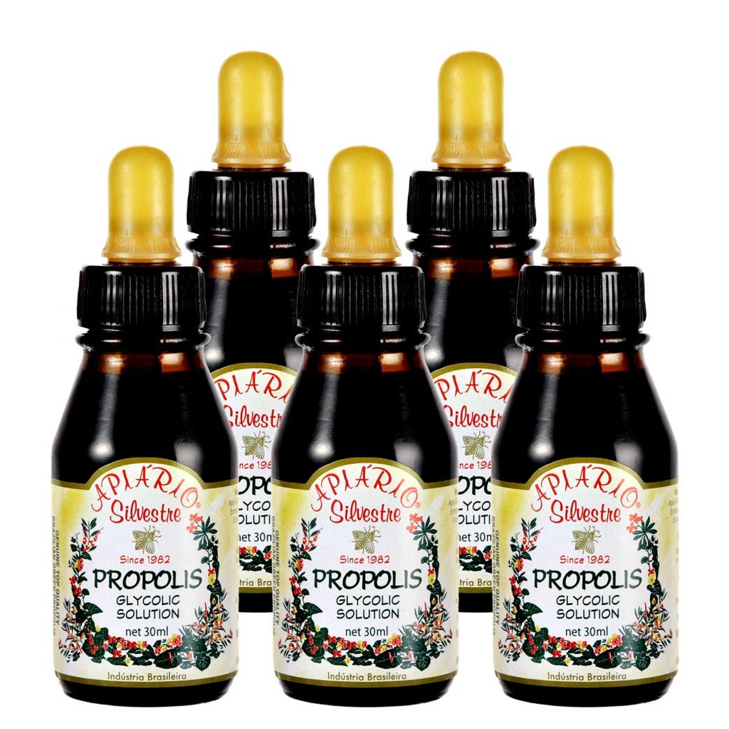 Distributor Resmi - 5 Botol Apiario Silvestre Brasil Green Bee Propolis Glycoid Extract - Non Alcolic, Wax Free, Sugar Free (PG)