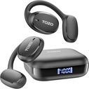 Headphone TozO OpenEgo Open Ear Bluetooth Headphone, 80Hrs Playtime Wirbuds with Earhook, Digital Tampilan, 32 EQ Modes, Clear Call, Comfortable Wear, Sweat- Provices for Running Workout Black