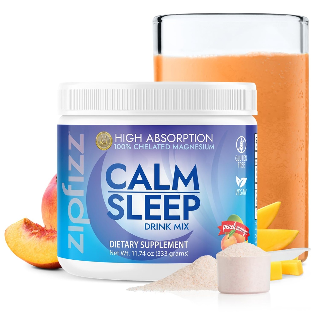 Zipfizz Calm & Sleep Supder, Peach Mangga, 12.3 oz (30-60 Servings) Aid Natural Sleep Untuk Anak-anak & Dewasa 124; Berisi Magnesium, Meltonin, L- Theanine 124; Relaxation & Mood Enhancement
