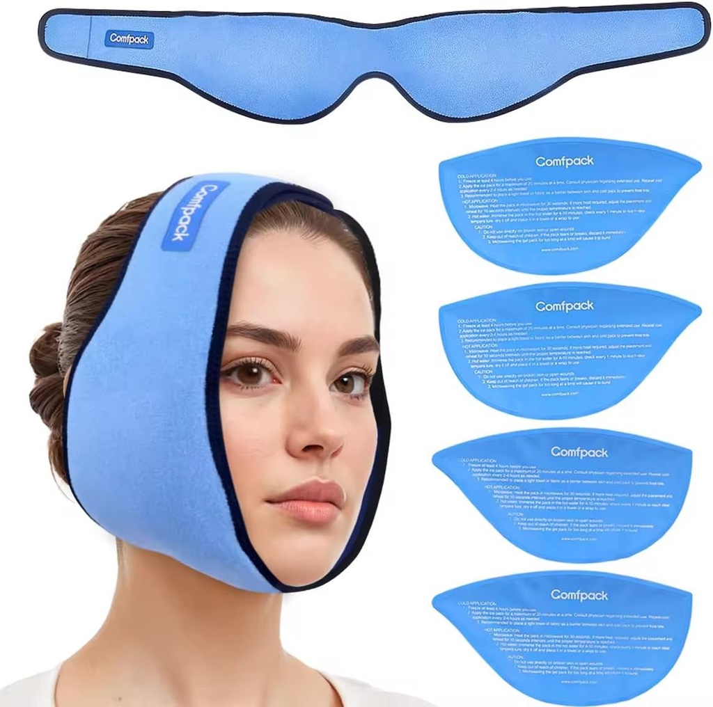 Ice Pack untuk Removal Kebijaksanaan dengan 4 Pel Dingin yang dapat dipakai kembali, Kandang Es Kebijaksanaan Bungkus untuk Tonsilectomy, TMJ, Ekstraksi Gigi, Jaw Pain, Oral Operasi, Penginapan Kosmetik