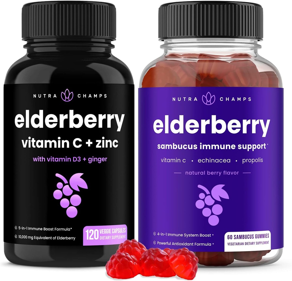 NutraChamps Elderberry Capsules dan Gummies Bundle