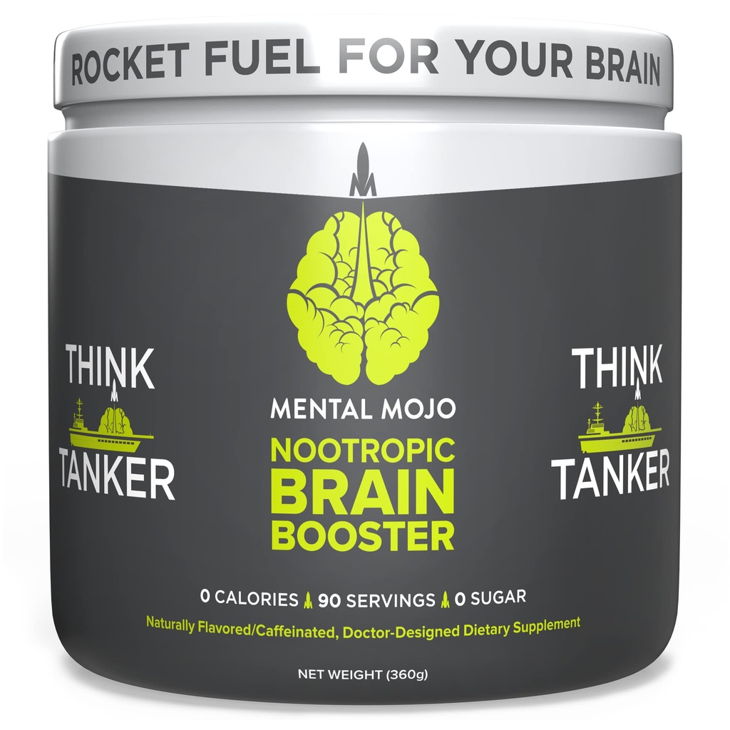 Nootropic Brain Booster (90 Servis) Nootropic Drink Mix & Brain & Brain Boosts Energy, Focus & Memory - Zero Calories, Sugar Free - Kiwi Strawberry