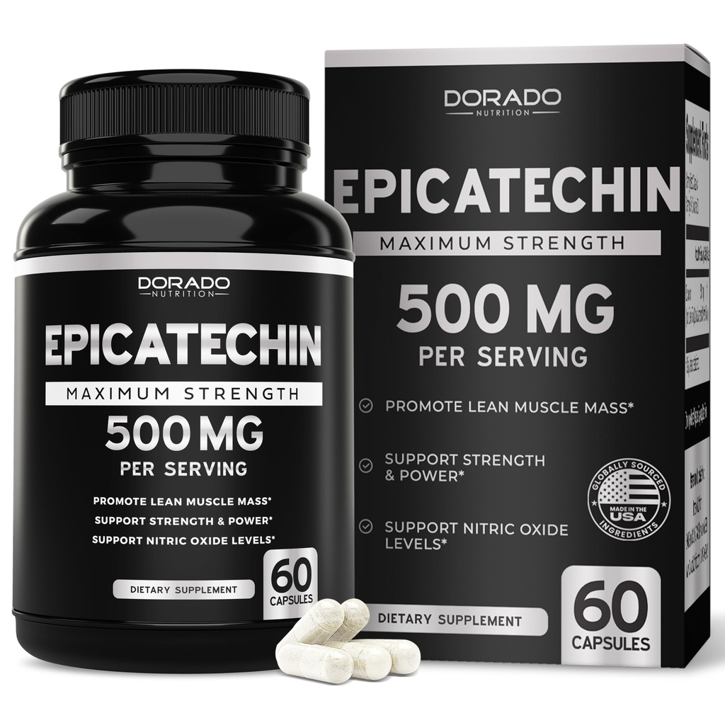 Epicatchin Extract 500mg Per Serving (60 Kapsul) Myostatin Inhibitor, Myostatin Blocker untuk Lean Muscle, Nitric Oxide, Stamina & Endurance - Non GMO, Vegan Suplemen & Test Party Third
