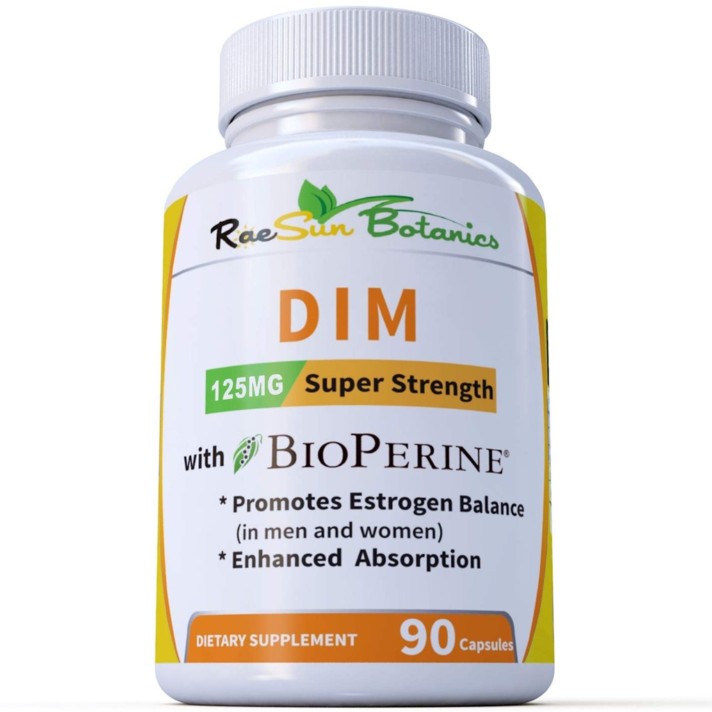 Tambahan DIM 125mg - DIM Diindolylmetana plus BioPerine 90- Day Supply of DIM untuk keseimbangan Estrogen, keseimbangan Hormone Menopause, Dukungan Acne, Rambut Skin dan Nails