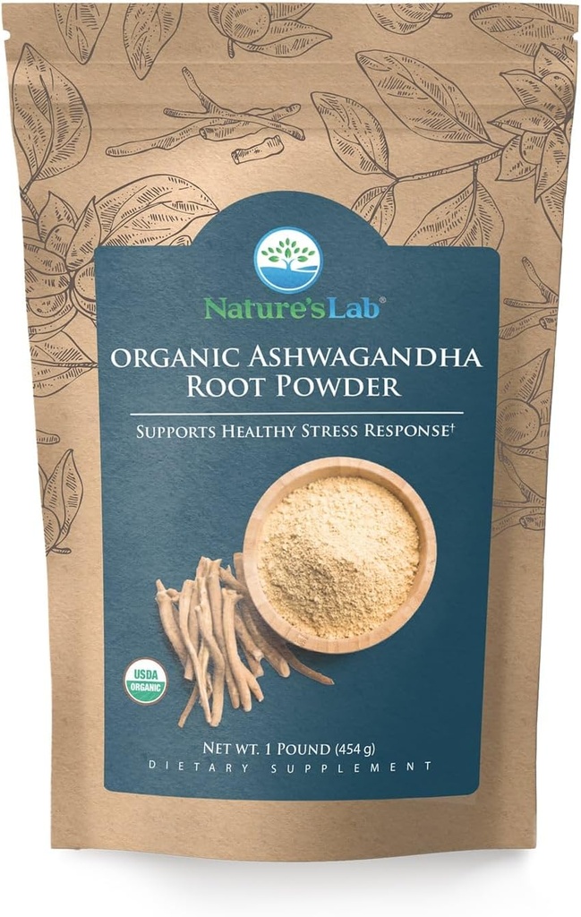 Nature 's Lab Organic Ashwagandha Root Powder - 1 lb Bag (227 Hamba)