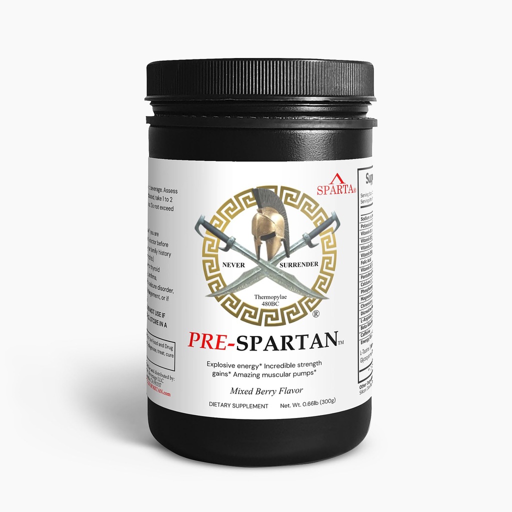 Pres-Spartan Workout Energy Powder AAKG, Delivers Intense Workout Energy, Focus & Pumps Gain Muscle L Citrulline Arginine 30 Sevings-Fuel Your Spartan