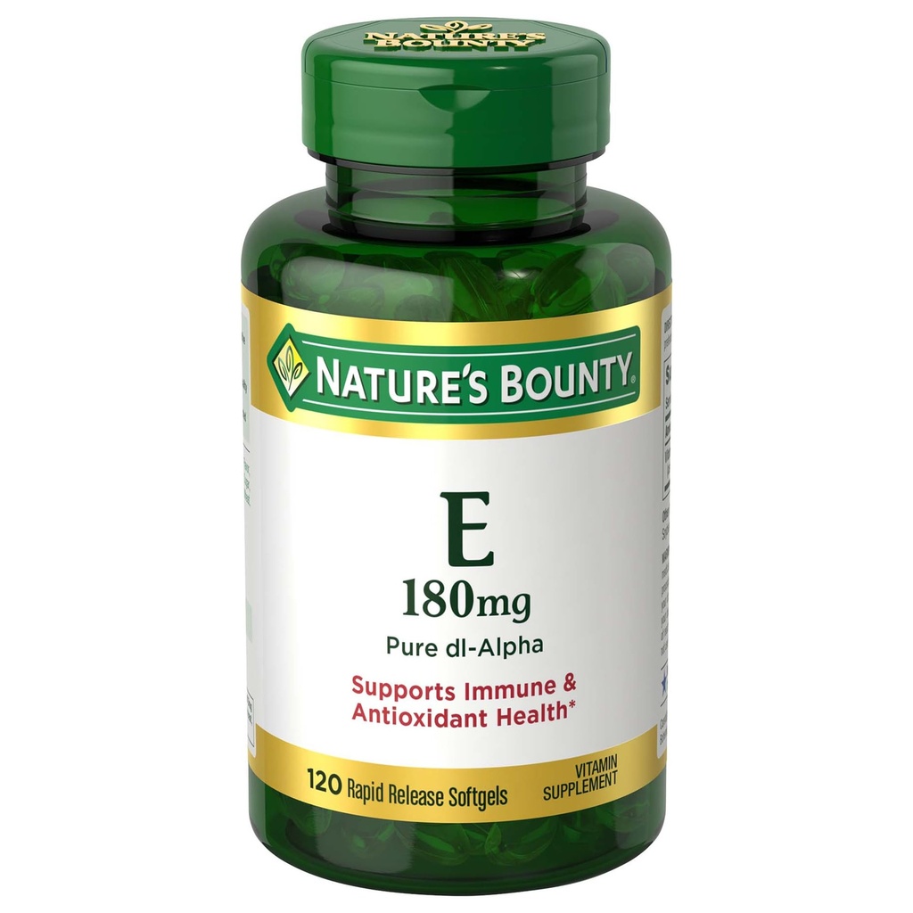Nature 's Bounty Vitamin E Pil dan Suflet Suflet Tambahan, Suflet Antioksidant Kesehatan, 400iu, 120 Count